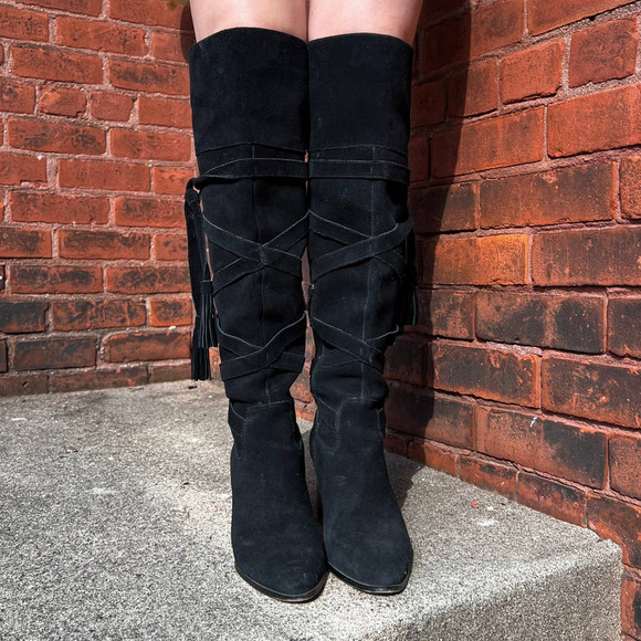Modern Black Knee-High BootsSize 7.5Vintage VTG